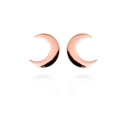 Pendientes con forma de luna en plata dorada en oro rosé, "Crescent" de Luxenter.