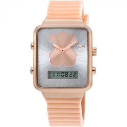 Reloj Tous I-Bear digital para mujer, dorado en oro rosé y correa de silicona 700350140.