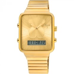 Reloj Tous I-Bear digital para mujer, dorado en oro amarillo con caja rectangular 700350125.