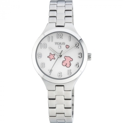 Reloj Tous de niña "Muffin" en acero con iconos en esfera de color rosa 700350045.