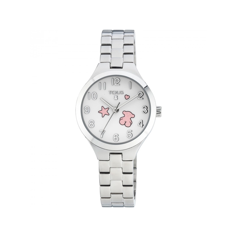 Reloj Tous de niña "Muffin" en acero con iconos en esfera de color rosa 700350045.