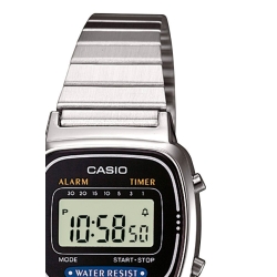 Reloj Casio de mujer digital "Mini" en acero con esfera negra, tipo retro LA670WEA-1EF.