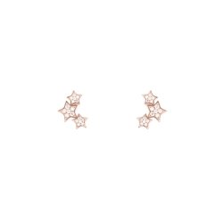 Pendientes de plata dorada en oro rosé, con forma de estrella y circonitas, de Luxenter.