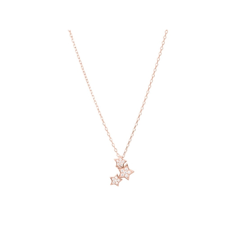 Colgante con forma de estrella de plata dorada en rosé y circonitas, "Familia" de Luxenter.