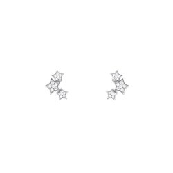 Pendientes de plata rodiada con forma de estrella y circonitas, "Familia" de Luxenter.