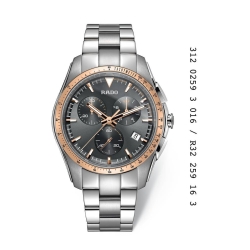 Reloj Rado para hombre HyperChrome en acero y cerámica gris, con cronógrafo y detalles dorados R32259163.