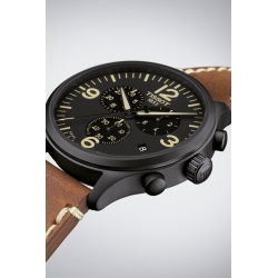 Reloj TIssot de hombre "Chrono XL" con cronógrafo, caja negra y correa marrón T1166173605700.