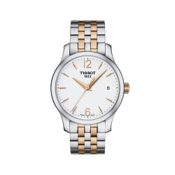 Reloj Tissot Tradiction para mujer, en acero bicolor con dorado en rosa T0632102203701.