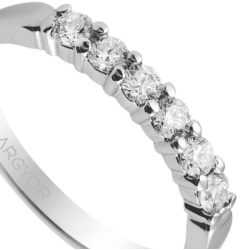 Media alianza de oro blanco con 6 diamantes, para novia, de Argyor.