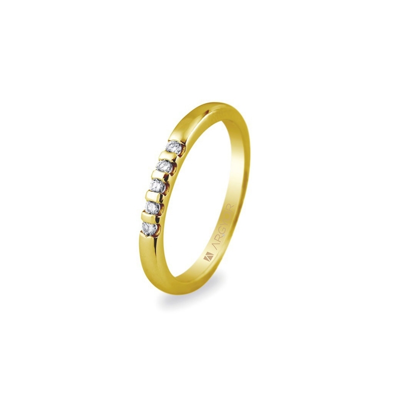 Anillo de oro con 5 diamantes, peso total de 0,10 ct., de Argyor Compromiso.