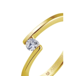 Anillo de oro amarillo de estilo moderno, con diamante de 0,10 ct., de Argyor Compromiso.