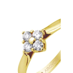 Anillo de oro amarillo y roseta sencilla de diamantes, total 026 ct., de Argyor Compromiso.