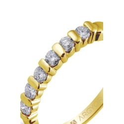 Media alianza de oro amarillo con 6 diamante, peso total 0,39 ct., de Argyor Compromiso.