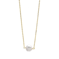 Colgante de perla cultivada en cadena de plata dorada, de Salvatore Plata.