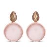 Pendientes de plata dorada en oro rosada y cuarzo rosa, "Zenshi" de Luxenter.