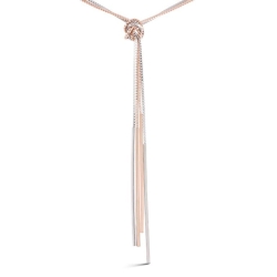 Collar tipo corbatero, de varios hilos, en color plata y rosado, "Nilo" de Luxenter.
