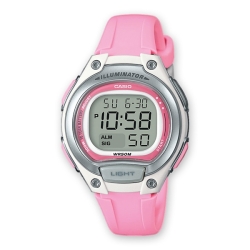 Reloj Casio digital para niña, en resina rosa y blanca, ref. LW-203-4AVEF.