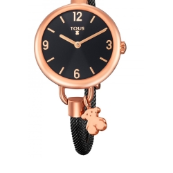 Reloj Tous Hold de mujer, en acero chapado en oro rosa y negro, ref. 700350225.