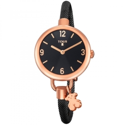 Reloj Tous Hold de mujer, en acero chapado en oro rosa y negro, ref. 700350225.