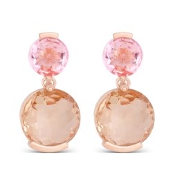 Pendientes de plata chapada en oro rosado, y piedras en estos tonos, "Oyane" de Luxenter.