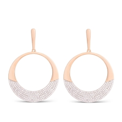 Pendientes en forma de aro, en plata dorada en oro rosa y circonitas, "Serean" de Luxenter.