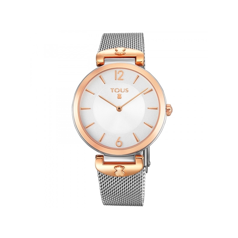 Reloj Tous de mujer "S-Mesh" con malla milanesa y detalles dorados en oro rosé, ref. 700350285.