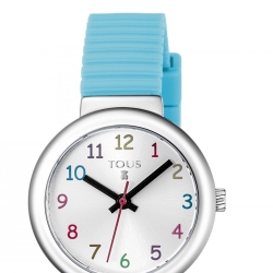 Reloj Tous para niña con correa de silicona azul y número de colores "Rainbow", 800350605.