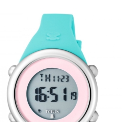Reloj Tous para niña "Soft Digital" en silicona azul y pantalla rosa, ref. 800350620.