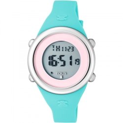 Reloj Tous para niña "Soft Digital" en silicona azul y pantalla rosa, ref. 800350620.