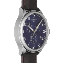 Reloj Tissot Chrono XL para hombre, con esfera azul y correa de piel marrón, T1166171604700.