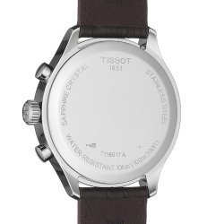 Reloj Tissot Chrono XL para hombre, con esfera azul y correa de piel marrón, T1166171604700.