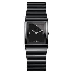 Reloj Rado de mujer en cerámica negro, con 4 diamantes en esfera, ref. R21702702.