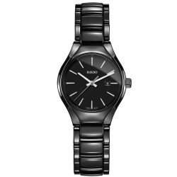Reloj Rado True de mujer, en cerámica negra y detalles plateados, ref. R27059152.