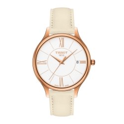 Reloj Tissot Bella Ora de mujer con caja dorada rosa T1032103601800.