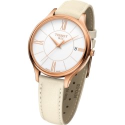 Reloj Tissot Bella Ora de mujer con caja dorada rosa y 2 correas, T1032103601800.