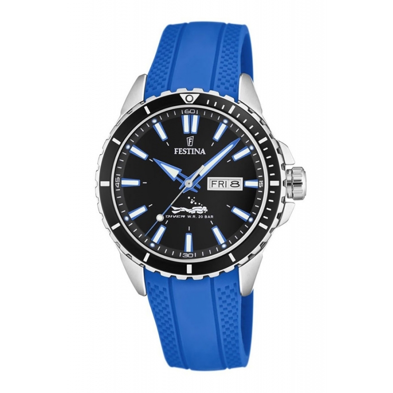 Reloj Festina F20378/3 sumergible 200 metros, con correa silicona azul.