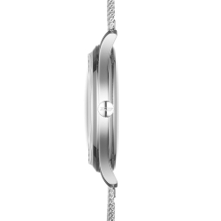 Lateral del reloj Tissot "Heritage Visodate" T1184101127700, donde se aprecia forma del cristal.