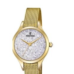 Reloj Festina de mujer dorado, con piedras Swarovski® en la esfera, F20337/2. (DESC)