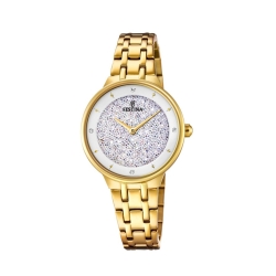 Reloj Festina F20383/1 para señora, dorado con piedras Swarovski® blancas.