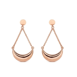 Pendientes dorados en oro rosé, con media luna, "Konli" de Luxenter ref. SPEW314.