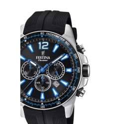 Reloj Festina F20376/2 para hombre, con cronógrafo y detalles azules.