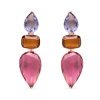 Pendientes largos chapados en oro rosé, con cuarzos de colores, Decyn de Luxenter ref. EXA055R920.