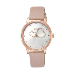 Reloj Tous 800350925 de mujer Bear Time, dorado con correa de piel rosa.