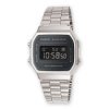 Reloj Casio A168WEM-1EF plateado digital con esfera en gris oscuro, de Retro Collection.