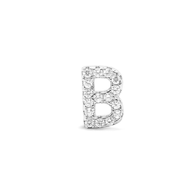 Colgante Letra B de plata rodiada y circonitas, de Luxenter ref. PH059B00.
