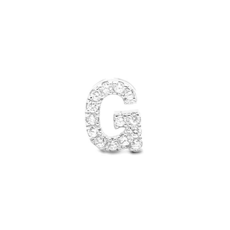 Colgante Letra G en plata rodiada y circonitas, de Luxenter ref. PH059G00.