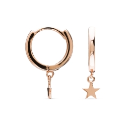Aros con estrella en plata bañada en oro rosé, de Luxenter, ref. EH291R999.