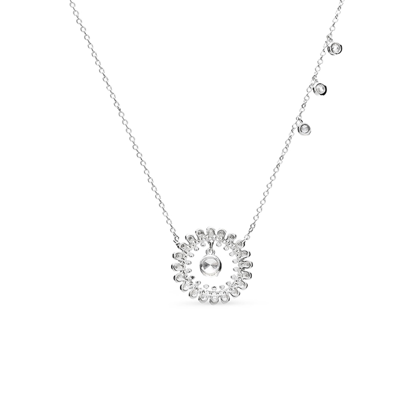 Collar en plata rodiada, con motivos y chatones de circonitas, Ratrak de Luxenter.