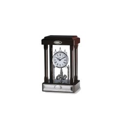Reloj de sobremesa en madera y plata, con pendulo giratoria, de Italsilver.