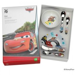 Estuche de los cubiertos para niñas y niños, con vajilla de Cars, en acero y porcelana, 6 piezas de WMF, ref. 1286019964.